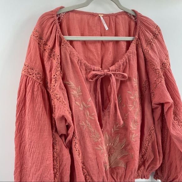 Free People S Maria Maria Lace Blouse Embroidered Athena OB931446 Long Sleeve - Picture 6 of 11